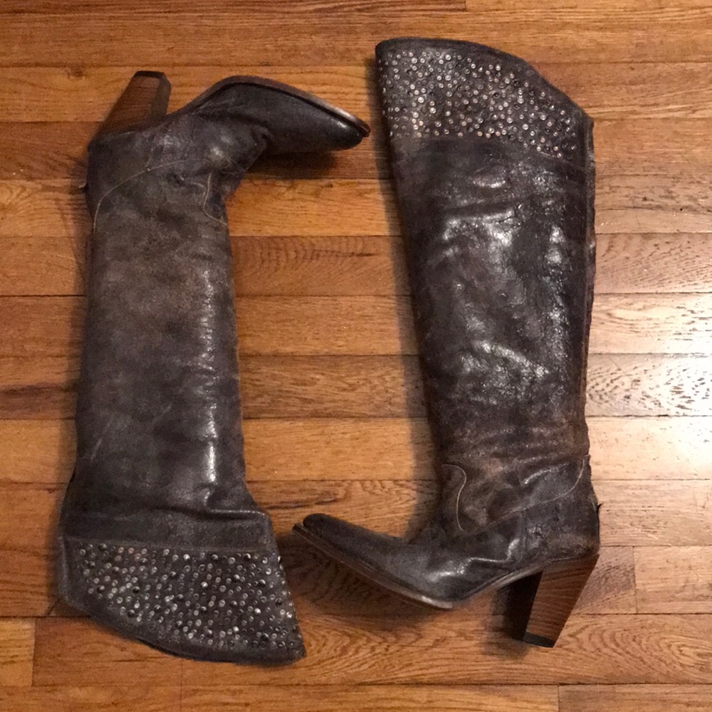FRYE Western studded boots.